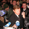 KGB Chief Leonid Erin refused to answer the questions about missing people, asked by the meeting participants and numerous journalists. [Press for large view]