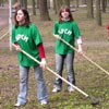 The staff of the Central Committee of the Belarusian Youth Union is clearing the Victory Park in Minsk [Press for large view]