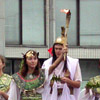 The Olympic flame and laurels at the ceremonial opening of the new academic year at the Belarusian State University of Physical Culture. [Press for large view]